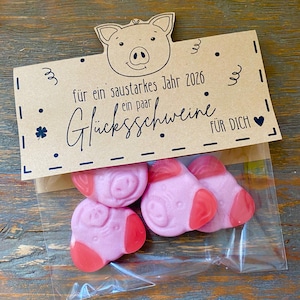 Druckvorlage Silvester Glücksschweine zum ausdrucken Frohes Neues Jahr Tütenklappe Mitgebsel Neujahr Kleinigkeit Vorlage