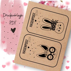 Druckvorlage Hasenpost Geldgeschenk Ostern PDF Vorlage zum Download Ausdrucken Geschenkkarte Geschenkidee Selbstausdrucken Ostergruß Karte