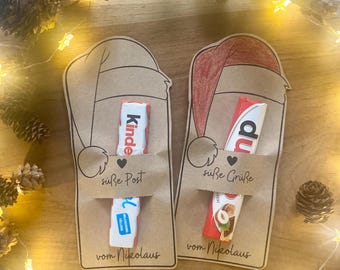 Plantilla imprimible de gorro de Papá Noel para regalos navideños a compañeros de trabajo - Descarga e imprime la tarjeta de Papá Noel - Idea de regalo para Navidad - Saludos