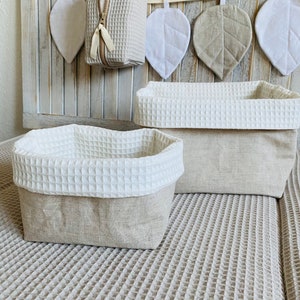 Utensilo linen waffle basket organizer fabric basket changing table color choice image 1