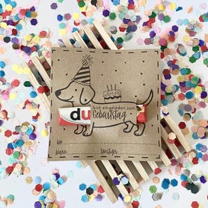 Plantilla de invitación de cumpleaños imprimible con diseño de perro salchicha, plantilla imprimible, invitación de cumpleaños, tarjeta de invitación de cumpleaños infantil, plantilla de manualidades, PDF imagen 2