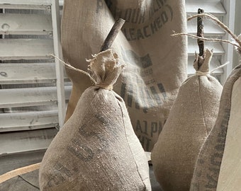 Primitive flour sack pear grain sack decorative pear autumn decoration