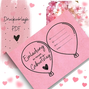Imprimer modèle invitation anniversaire Modèle PDF invitation anniversaire à imprimer Carte d'invitation ballon Télécharger carte d'invitation anniversaire