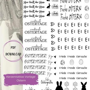 Easter - PDF template candle tattoo candle stickers candles Easter time Happy Easter for water slide film