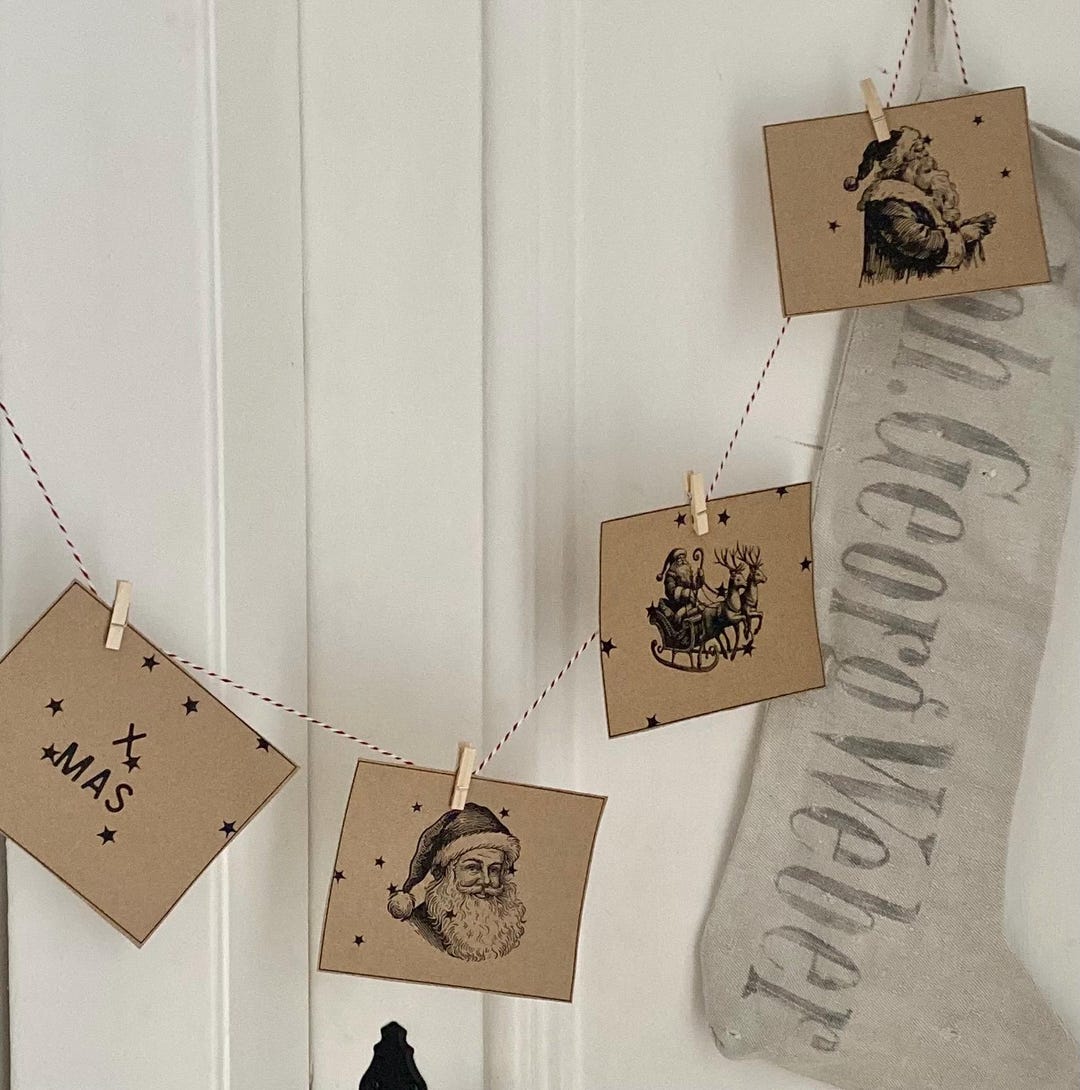 Printable Christmas Garland Paper Vintage PDF for Decoration Gift