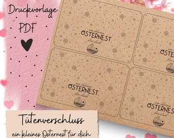 Print template Easter nest bag closure Easter template for printing bag flap gift file gift idea PDF Easter bunny