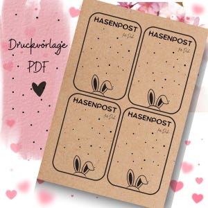 Print sjabloon Bunny Post Pasen PDF sjabloon om te downloaden Print cadeaubon Cadeau idee Zelf printen Paasgroet Paastijdkaart