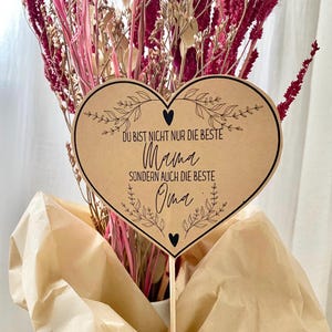 Druckvorlage Muttertag Muttertagsgeschenk Blumenstecker beste Mama Oma Muttertagskarte Karte Herz PDF zum ausdrucken Geschenk Geschenkidee
