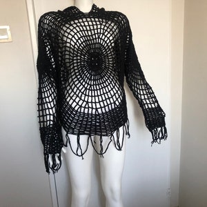 MerlaDesigns Unisex Spiderweb Shirt, Crochet Spiderweb Shirt, Spider Web Knit Grunge Fairycore Mesh Spiderweb Top, Halloween Shirt for Men