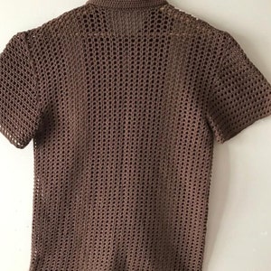 Merladesigns Brown Beige Stripe Mens Shirt Handmade Handknit - Etsy