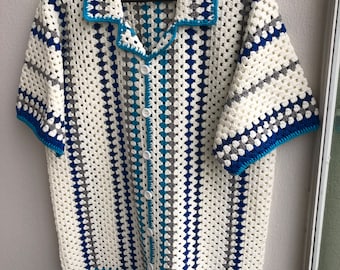 MerlaDesigns  Shirt, Unisex Shirt, Vintage Crochet Shirt, Crochet Shirt, Vintage Crochet Shirt, Crochet Shirt For Men, Crochet Overshirt