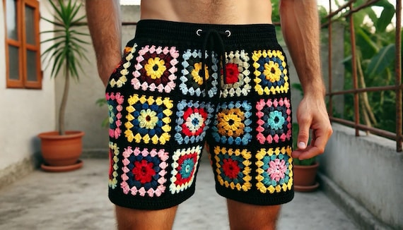 Merladesigns Colorful Ethnic Shorts for Men, Men's Handmade Shorts