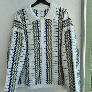 MerlaDesigns Men’s Crochet Long Sleeve Shirt for Men, Crochet Shirt, Unisex Sweater, Crochet Overshirt, Crochet Shirt for Men,Men’s Cardigan