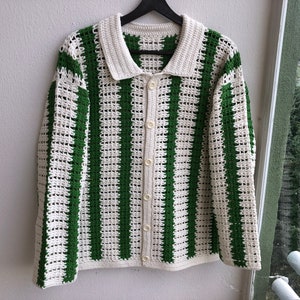 MerlaDesigns Men’s Crochet Long Sleeve Shirt for Men, Crochet Shirt, Unisex Sweater, Crochet Overshirt, Crochet Shirt for Men,Men’s Cardigan