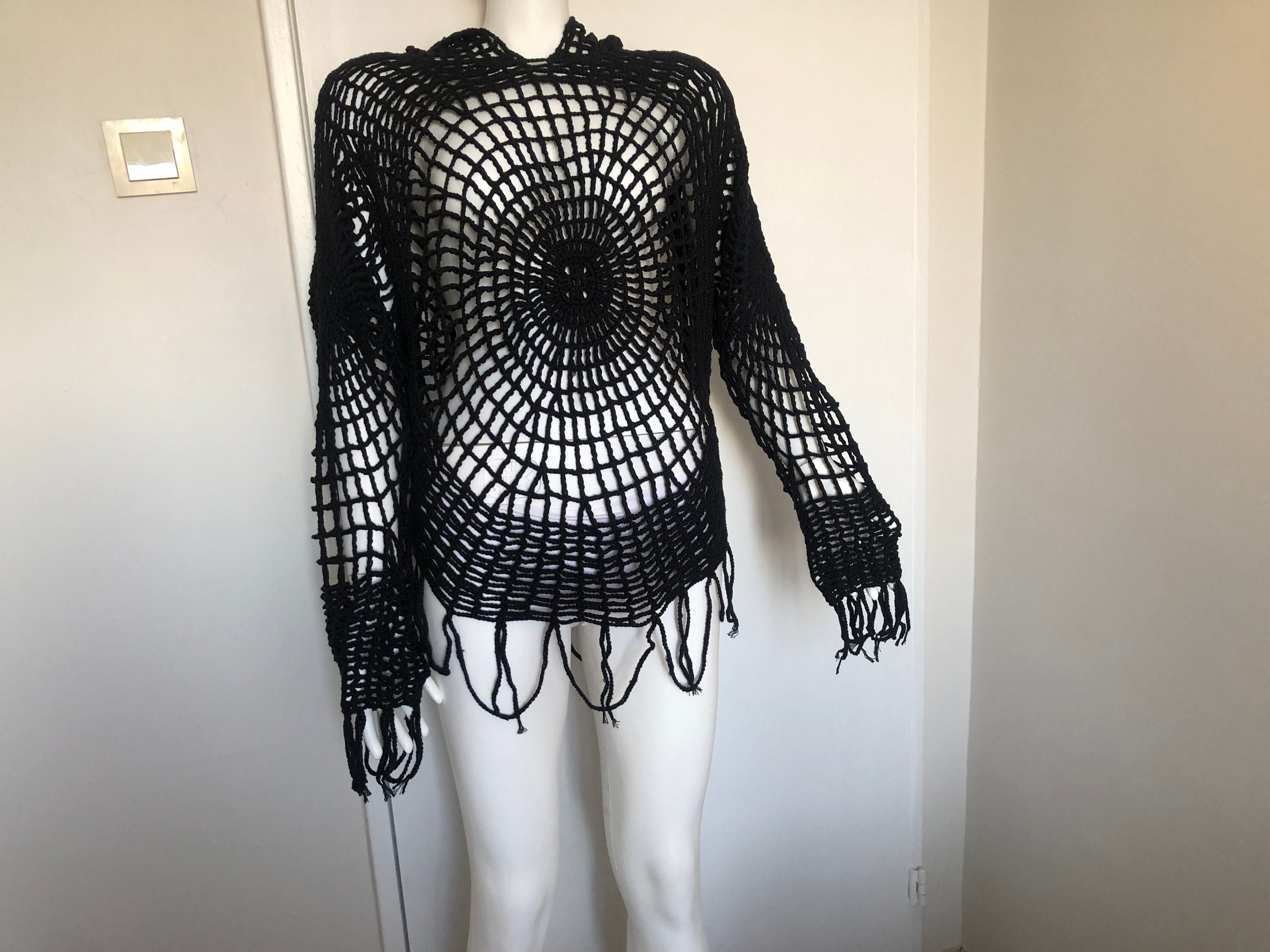 Merladesigns Unisex Spiderweb Shirt, Crochet Spiderweb Shirt