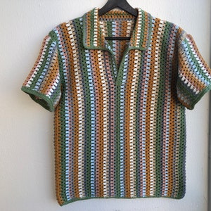 MerlaDesigns Unisex Shirt, Summer Shirt, Crochet Unisex Shirt, Vintage Crochet Shirt, Crochet Shirt For Men, Crochet Overshirt