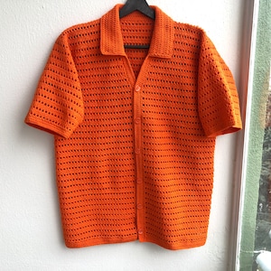 MerlaDesigns Unisex Shirt, Summer Shirt, Crochet Unisex Shirt, Vintage Crochet Shirt, Crochet Shirt For Men, Crochet Overshirt, Crochet Polo