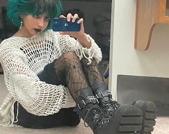 MerlaDesigns ユニセックス スパイダーウェブシャツ、かぎ針編み 