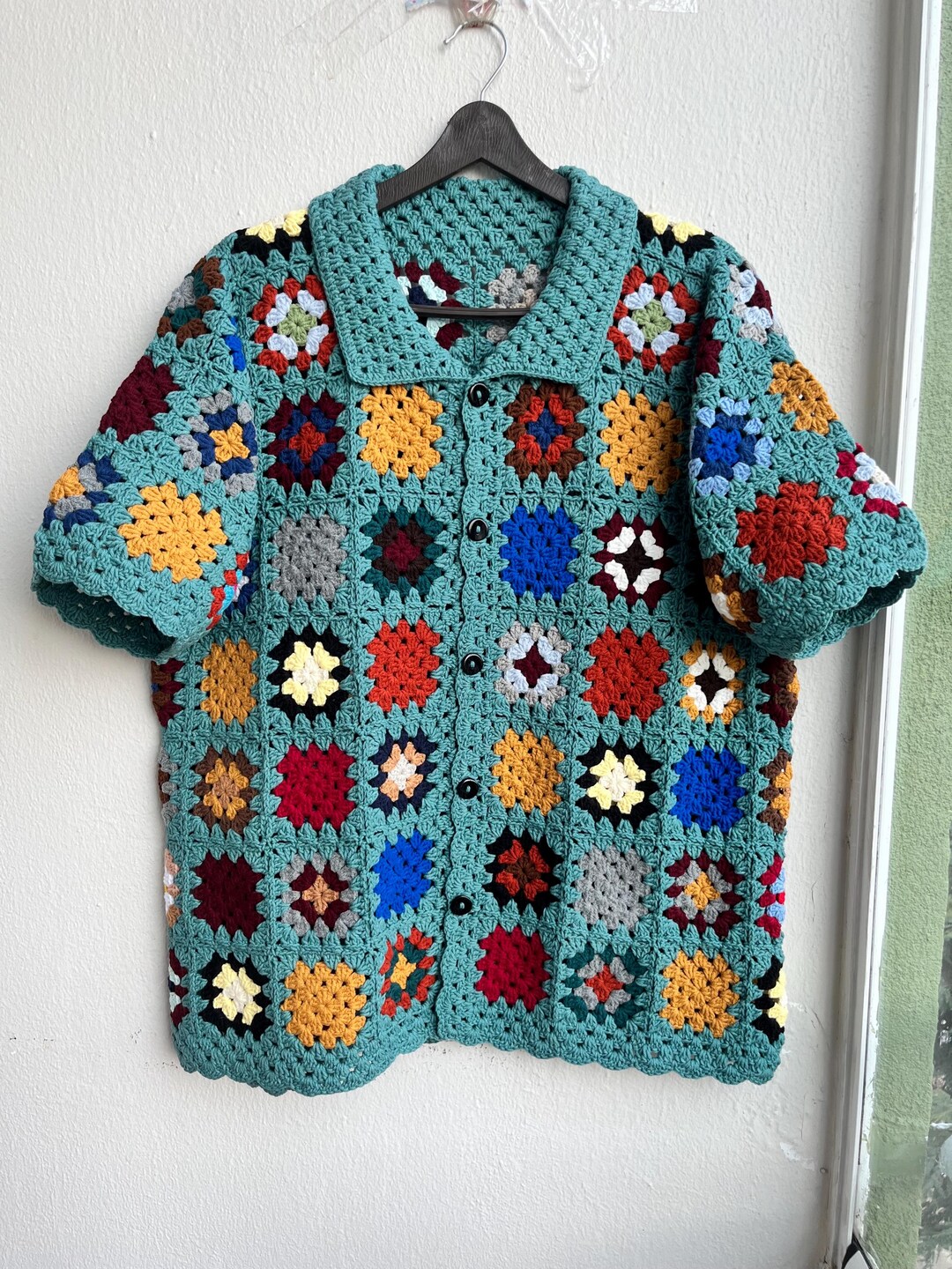 Merladesigns Unisex Turquoise Motif Shirt, Summer Shirt,crochet