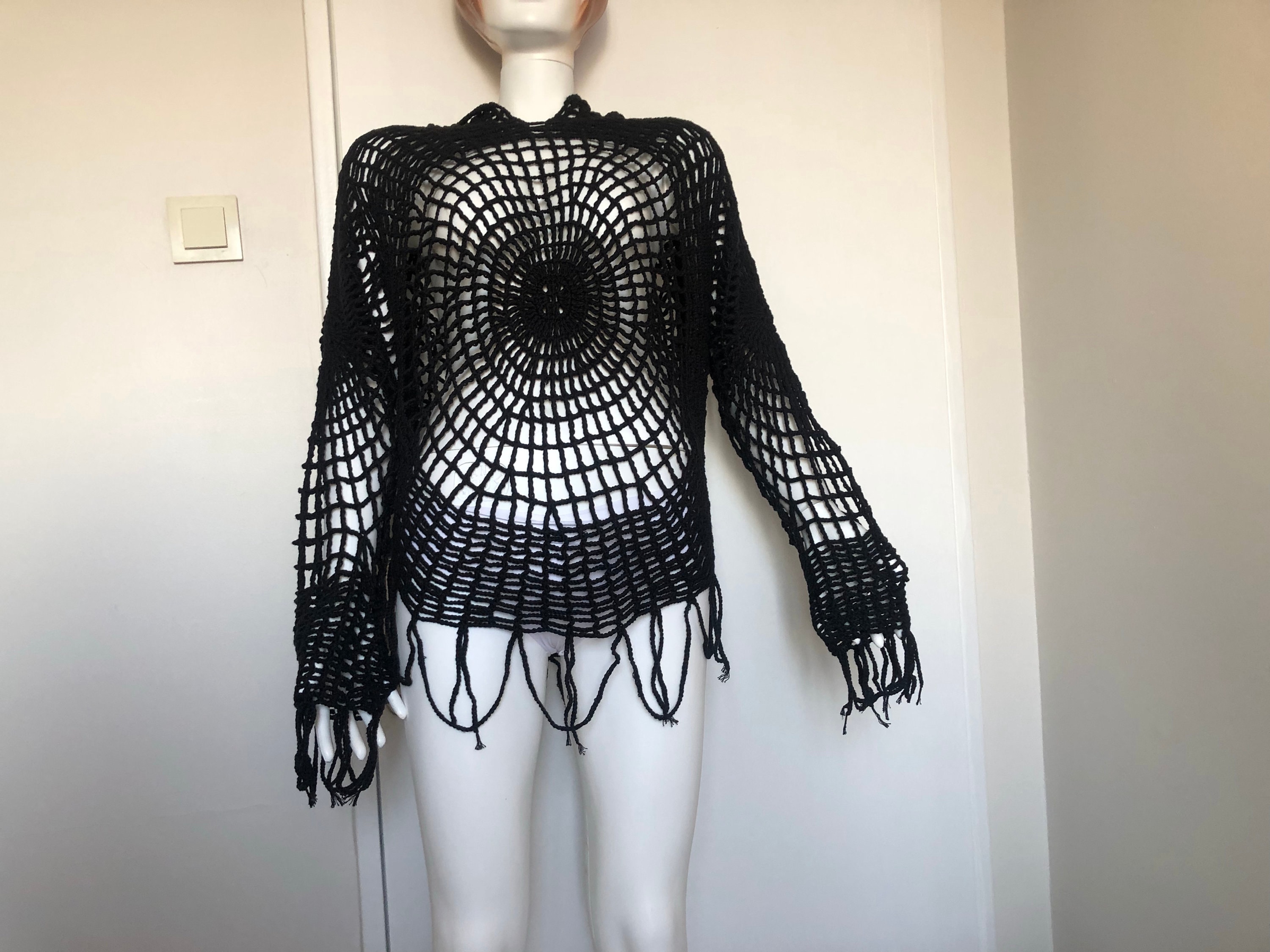 Merladesigns Unisex Spiderweb Shirt, Crochet Spiderweb Shirt