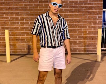 Koszula szydełkowa MerlaDesigns, koszula unisex, koszula szydełkowa vintage, koszula szydełkowa dla mężczyzn, koszula szydełkowa
