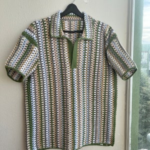 MerlaDesigns Crochet Shirt, Unisex Shirt, Vintage Crochet Shirt, Crochet Shirt for Men, Crochet Shirt