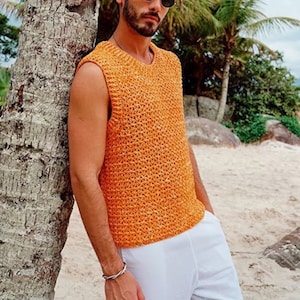 MerlaDesigns Basic Tank Top, Summer Men’s Tank Top, Crochet Unisex Tank Top, Vintage Crochet Shirt, Crochet Shirt For Men, Crochet Tank