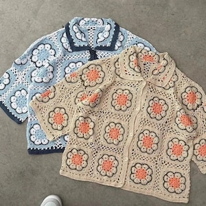 MerlaDesigns Unisex Shirt, Summer Shirt, Crochet Unisex Shirt, Vintage Crochet Shirt, Crochet Shirt For Men, Crochet Overshirt