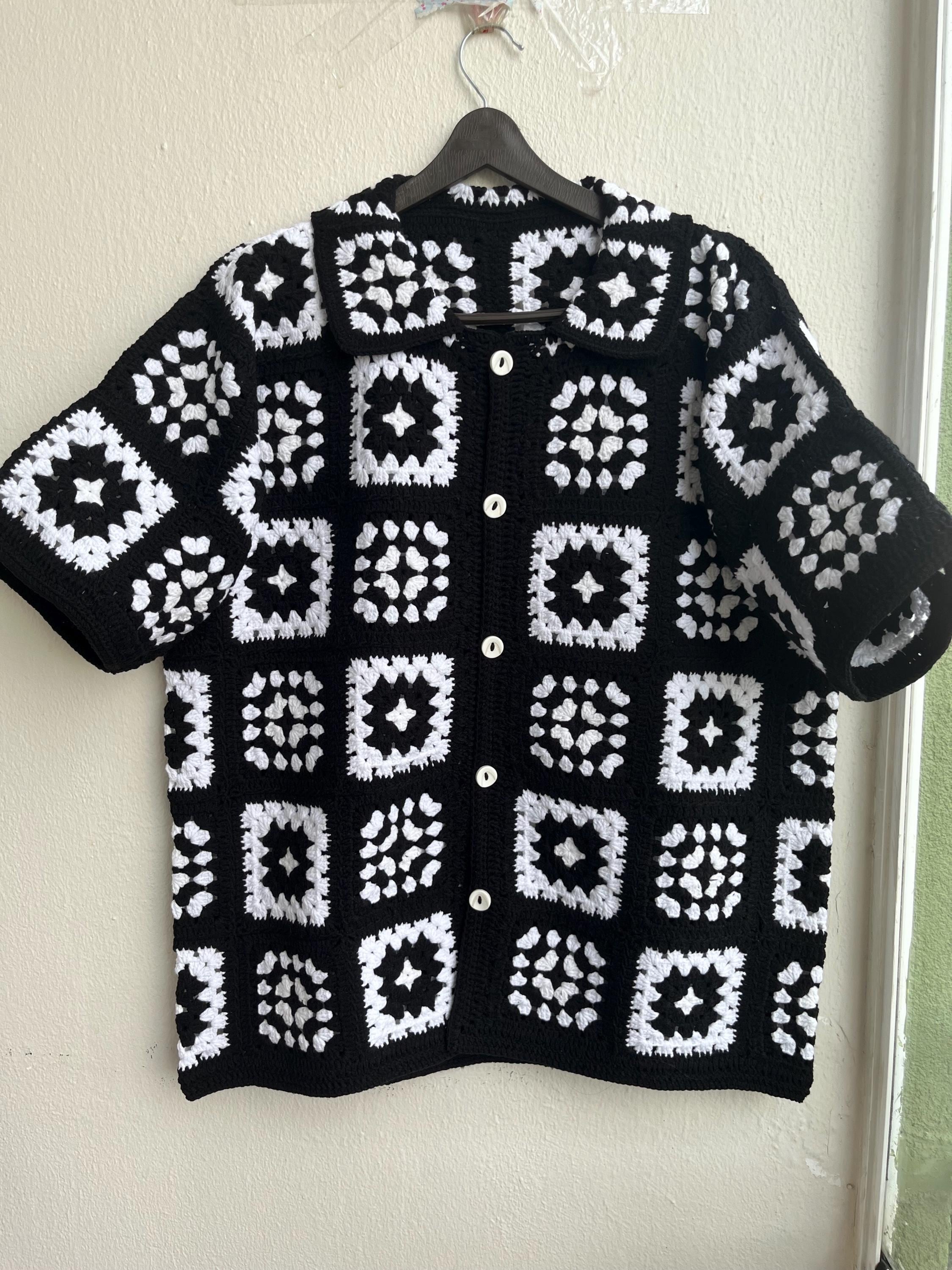 Merladesigns Unisex Shirt,vintage Granny Square Crochet