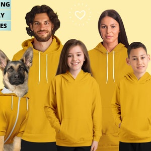 Matching family costumes, Matching dog and owner, Yellow hoodie, dog hoodie, custom dog hoodie, kids hoodie, all colours available, UK/USA