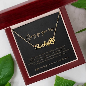 Dog necklace, Pet memorial gift, Personalized dog necklace, Dog memorial gift, Cat memory, Necklace with name, Custom pendant with gift box