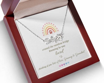 Personalized Dog Memorial Necklace: Custom Name Pendant, Pet Loss Gift