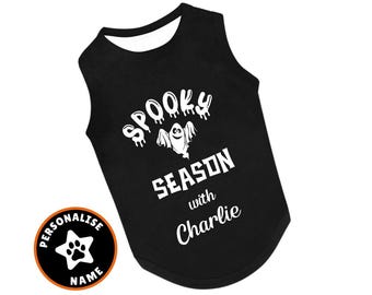 Personalisiertes Hunde Halloween Shirt: Gruseliges Geister Kostüm, Haustier Bekleidung