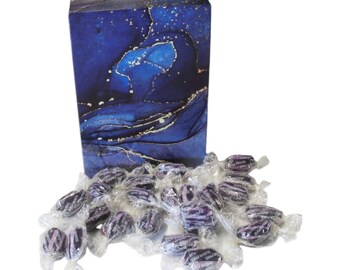 350g Rectangular Patterned Box of Sugar Free Blackcurrant and Liquorice