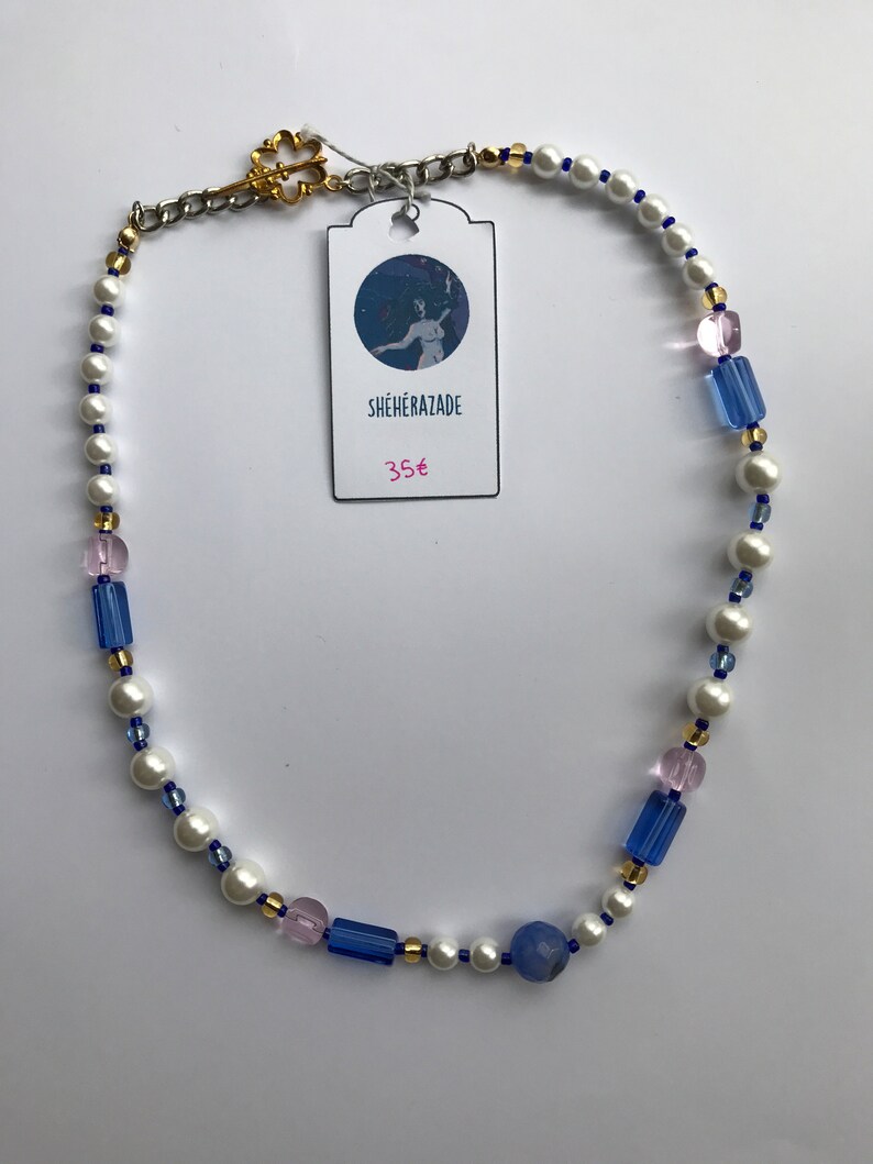 Collier Shéhérazade, fait à la main , bijoux fantaisie, collier en perles, perle Agate image 3