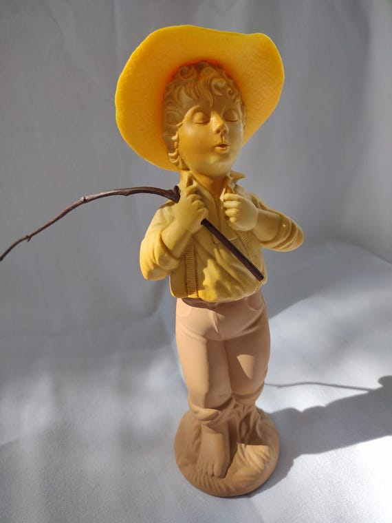 Vintage Avon Catch a Fish Sonnet Boy with Fishing Pole Cologne Perfume Bottle