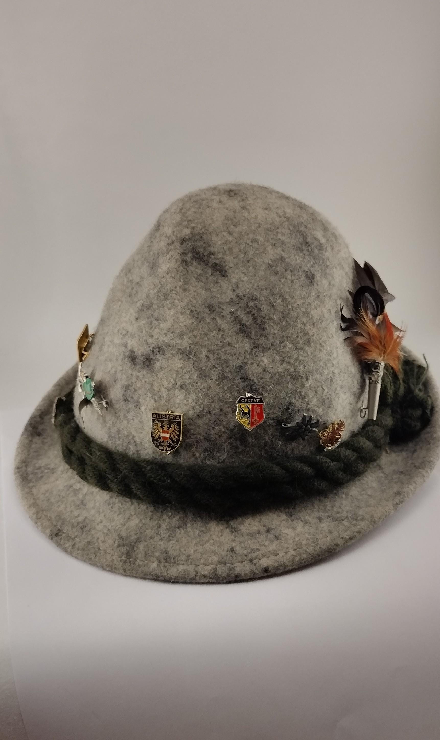 German Tyrol Hat Octoberfest Lodenhut Alpine Red Feather Size 50 VTG Scandi Felt Amazon.com: Traditional German Bavarian Red Felt Fedora for  main image 2