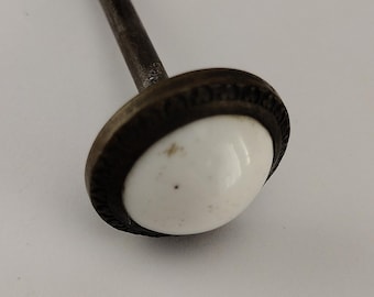 Victorian Picture Portrait Nail with White Porcelain Head- design around head.