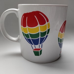 Vintage Rainbow Hot Air Balloons Coffee Mug, 1980s, FTD