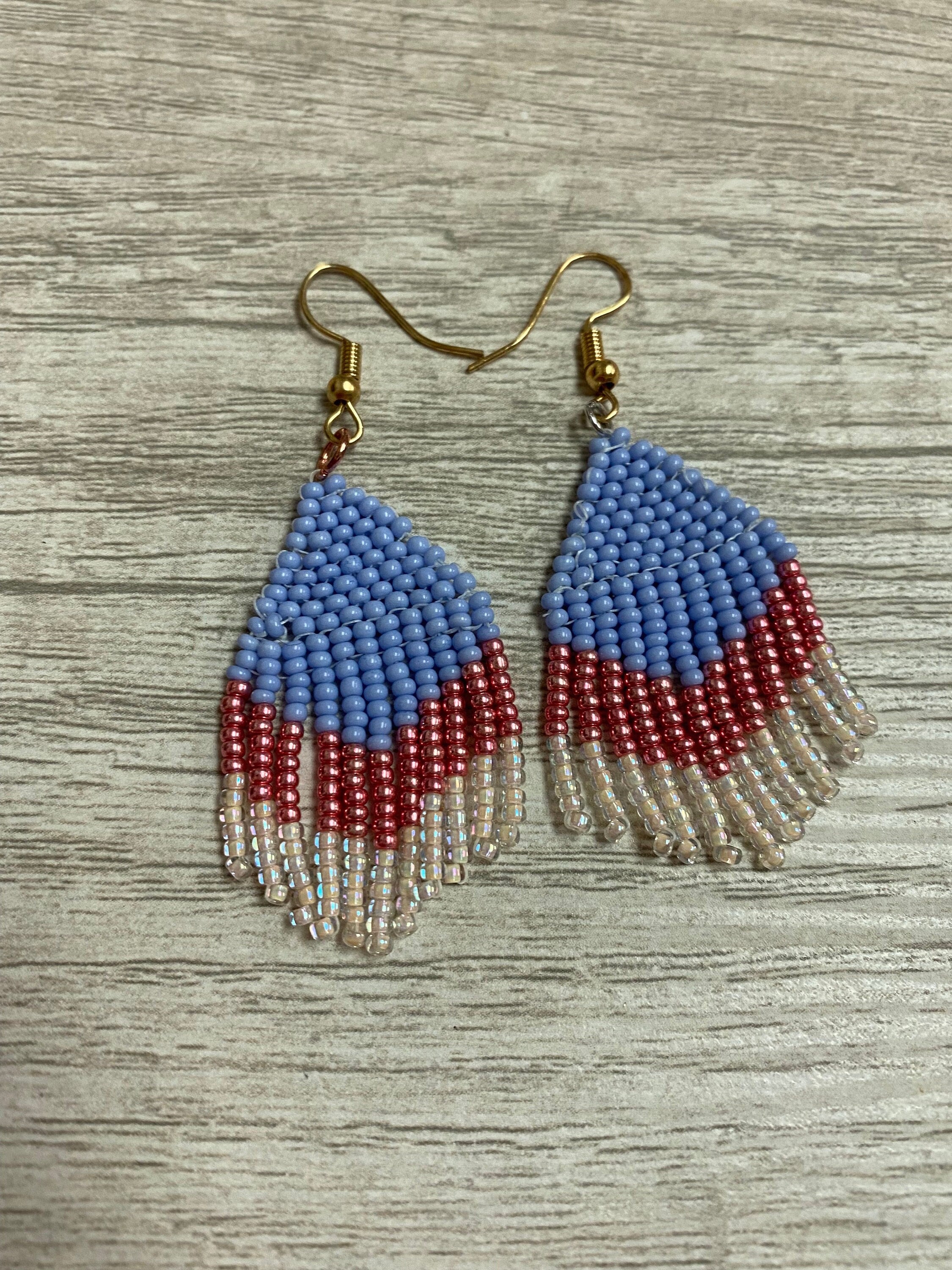 Beautiful Beaded Fringe Earrings Etsy UK