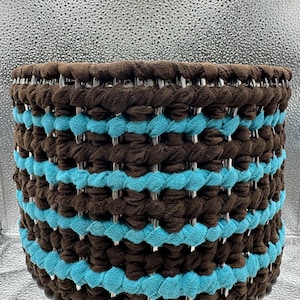 Brown and Bright Blue Pop Top Basket
