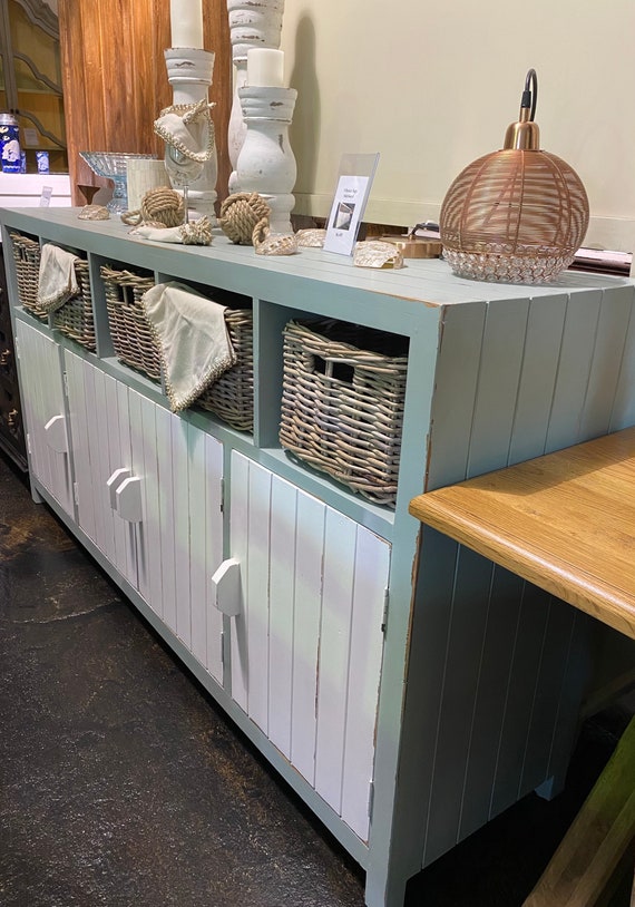 Coastal Storage Cabinet With Baskets Etsy