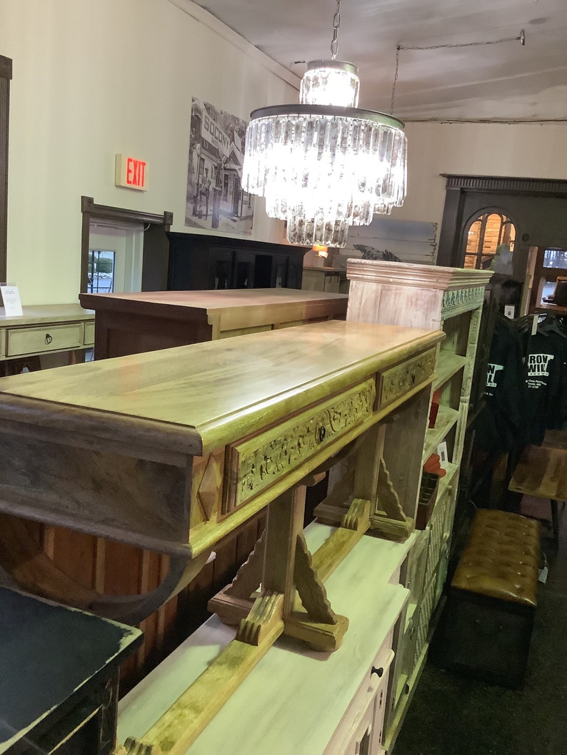 Solid Wood Entry Table With Hand Carved Accents Etsy