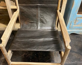 Leather Sling Back Chair-Over sized