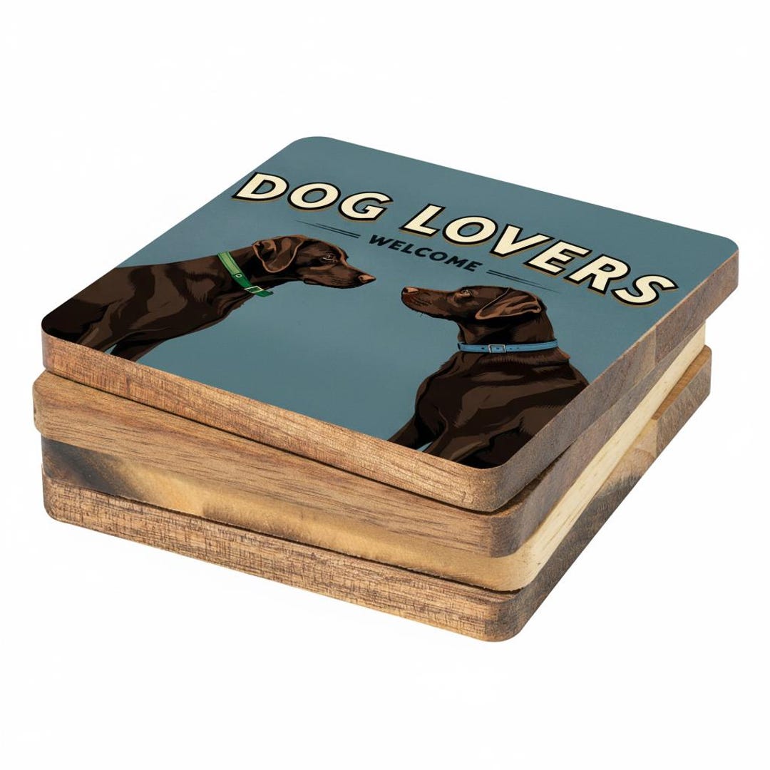 Labrador Coasters Dog Lovers Chocolate Lab Coaster – Reclaimed Wood Rustic Drink Coasters ...