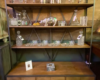 Rustic Industrial Shelving Unit – Metal & Wood Storage Rack – Handmade Furniture