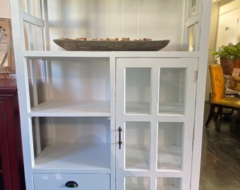 Glass Cabinet with Shelves – Rustic Display Cabinet – Handmade Storage