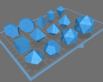 42 Piece Polyhedral Dice Master STL Files For Printing Master Dice, RPG Master Dice, DnD Dice Masters with Alice in Wonderland Font