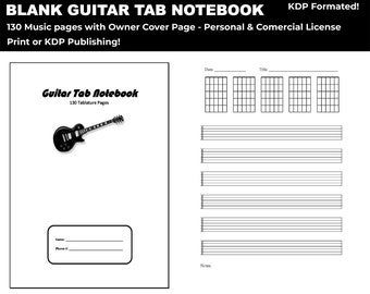  Guitar Tab Notebook - 6 string guitar 100 blank pages: - 5  treble clef & guitar tab staffs per page (Guitar Resources Series):  9780995673229: Brockie, Mr Ged: Books