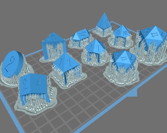 Full Fin Polyhedral Dice Master STL Files, 28 Master Dice STL Files, DnD Dice Masters, Dice STLs With Aladin Font